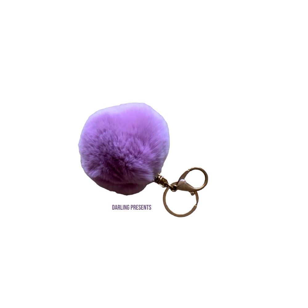 Pom Pom Keychain Women Color Purple